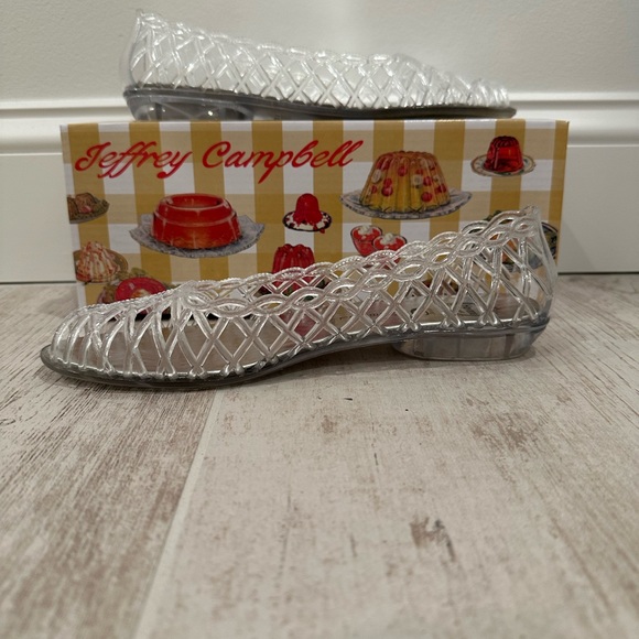 Jeffrey Campbell Kelly Clear Woven Open-Toe Slip-On Jelly Flats - Picture 3 of 5